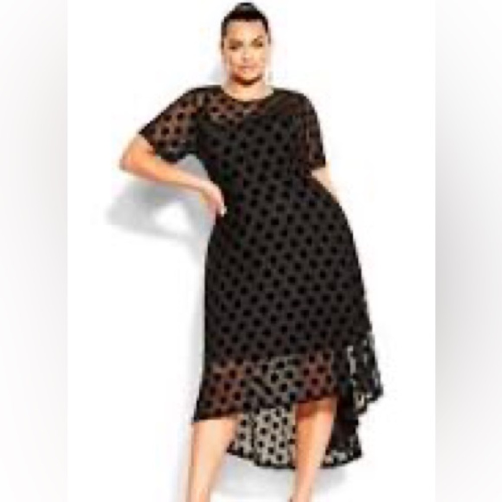 City chic polkadot assymetric dress